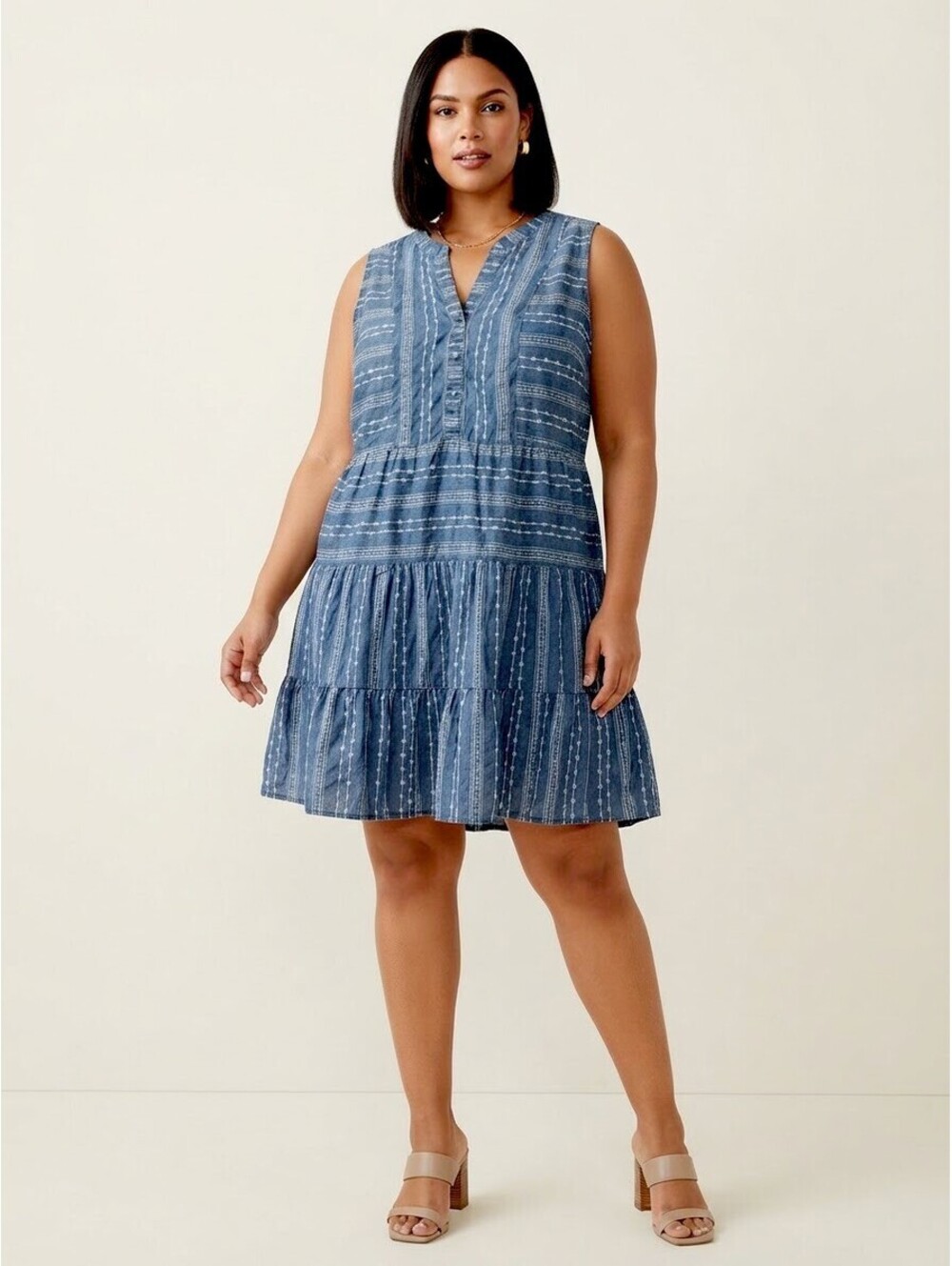Fever Bohemian Sleeveless Tiered A-Line Tiered Dress Plus Size 1X